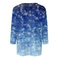 thumbnail image 4 of Christmas Tops for Women - Crewneck 3/4 Sleeve Christmas Snowflake Women Tops 00F Blue, 4 of 5