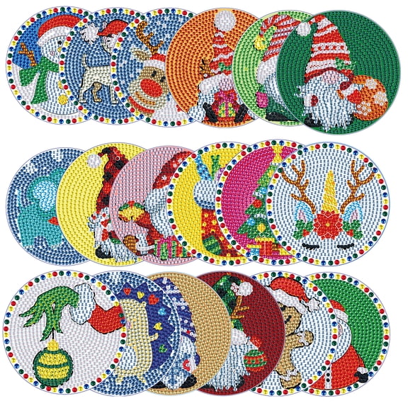 18pcs DIY Diamond Painting Coaster Kit Christmas Collection Designs with Stand The Perfect Choice for Home Decor and Gifting