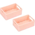 thumbnail image 1 of PATIKIL Mini Collapsible Basket, 2 Pcs 5.9 x 3.9 x 2.3 Inch Stackable Storage Crates Foldable Plastic Baskets Desk Organizing Container for Home Kitchen Office, Light Pink, 1 of 5