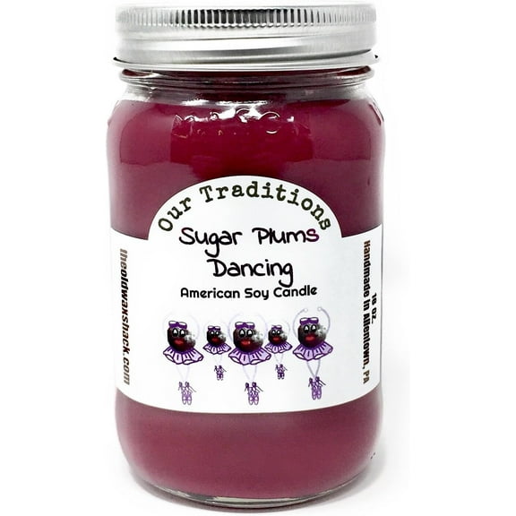 The Old Wax Shack® Sugar Plums Dancing Soy Candle - 16 oz. Mason Jar - Holiday Scent