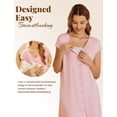 thumbnail image 4 of Ekouaer Womens Nursing/Delivery/Labor/Hospital Gown Nightdress Short Sleeve Maternity Nightgown with Snap, 4 of 7