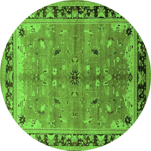Ahgly Company Indoor Round Oriental Green Traditional Area Rugs, 6' Round