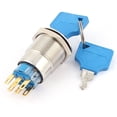 thumbnail image 2 of 19mm 6 Pin DPDT NO/NC 3 Positions Latching Keylock Switch, 2 of 3