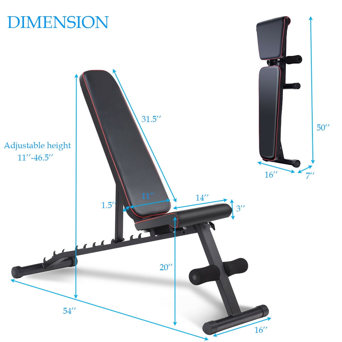 Adjustable Foldable Exercise Bench Compact Easy To Carry No
