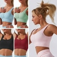 thumbnail image 2 of TFixol Sujetador deportivo para mujer con botones en la parte delantera y cuello en U extraíble acolchado transpirable, 2 of 8