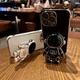 thumbnail image 3 of Compatible with iPhone 14 Pro Max Electroplated Case Women Girls Plating Astronaut Hidden Stand Case Camera Lens Protection Soft Silicone Case for iPhone 14 Pro Max 5g 6.7 inch (Black), 3 of 9