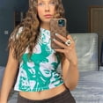 thumbnail image 2 of Mialoley Women's Eye Printed T-Shirt, Short Sleeve Round Neck Slim Fit Tops, 2 of 3