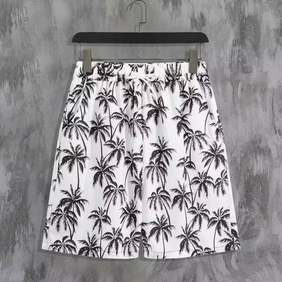 Viluyesy Mens Board Shorts, Surfing Hawaiian Swimwear Quick Dry Drawstring Sports Beach Swim Trunks White 2XL
