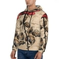 thumbnail image 3 of Fotbe Men's Hoodie with Vintage Rose Botanical Art Pattern - Kangaroo Pocket Pullover Hooded Sweatshirt, Perfect for Daily Wear, Travel, and Home-3X-Large, 3 of 7