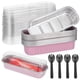 thumbnail image 4 of 20 juegos de moldes rectangulares de aluminio para pan, mini moldes para pasteles, recipientes portátiles de 200 ml con tapas y cucharas, 4 of 7