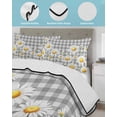 thumbnail image 4 of Quilts Twin Size Bedding Set, Spring White Daisy Lightweight Quilted Comforter, Farmhouse Floral Gray Buffalo Plaid Soft Reversible Bedspread Coverlet with Pillow Covers for All Season, 68" x 86", 4 of 7