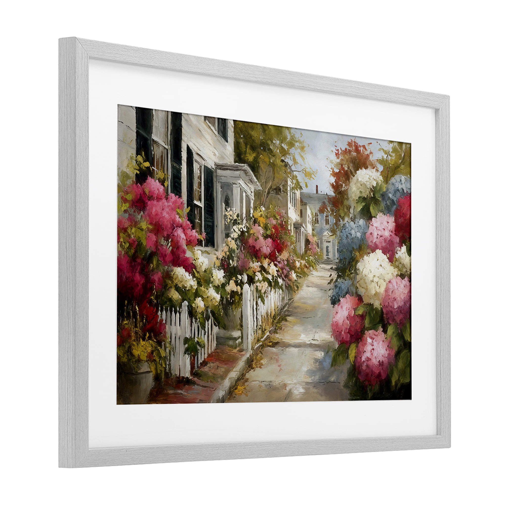 Stupell Industries Faded Shutters & Bursting Blooms Gray Framed Print Under Glass, design by Tina LeCour