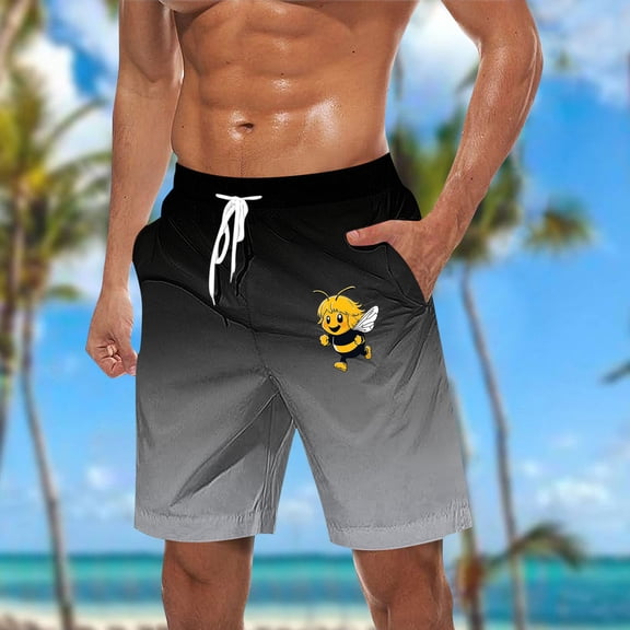 Runfenguu Linen Short Set, Mens Sleep Shorts Men Casual Fashion Print Shorts With Pockets Elastic Waist Beach Pants Jumpsuit Shorts