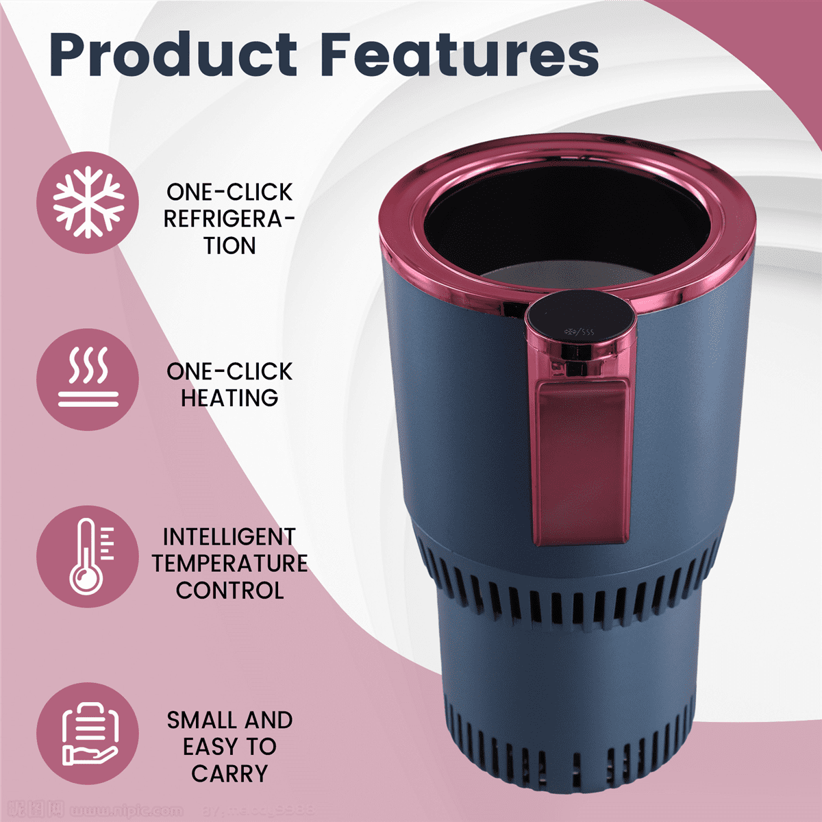 12V Car 2 in 1 Heating Cooling Cup Warmer Cooler Cup Smart Cup Holder Digital Display Temperature Drinks Holders