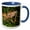 Blue/White, variant on 3drose, Belize, Crooked Tree, Male Green Iguana., 11oz Two-tone Red Mug