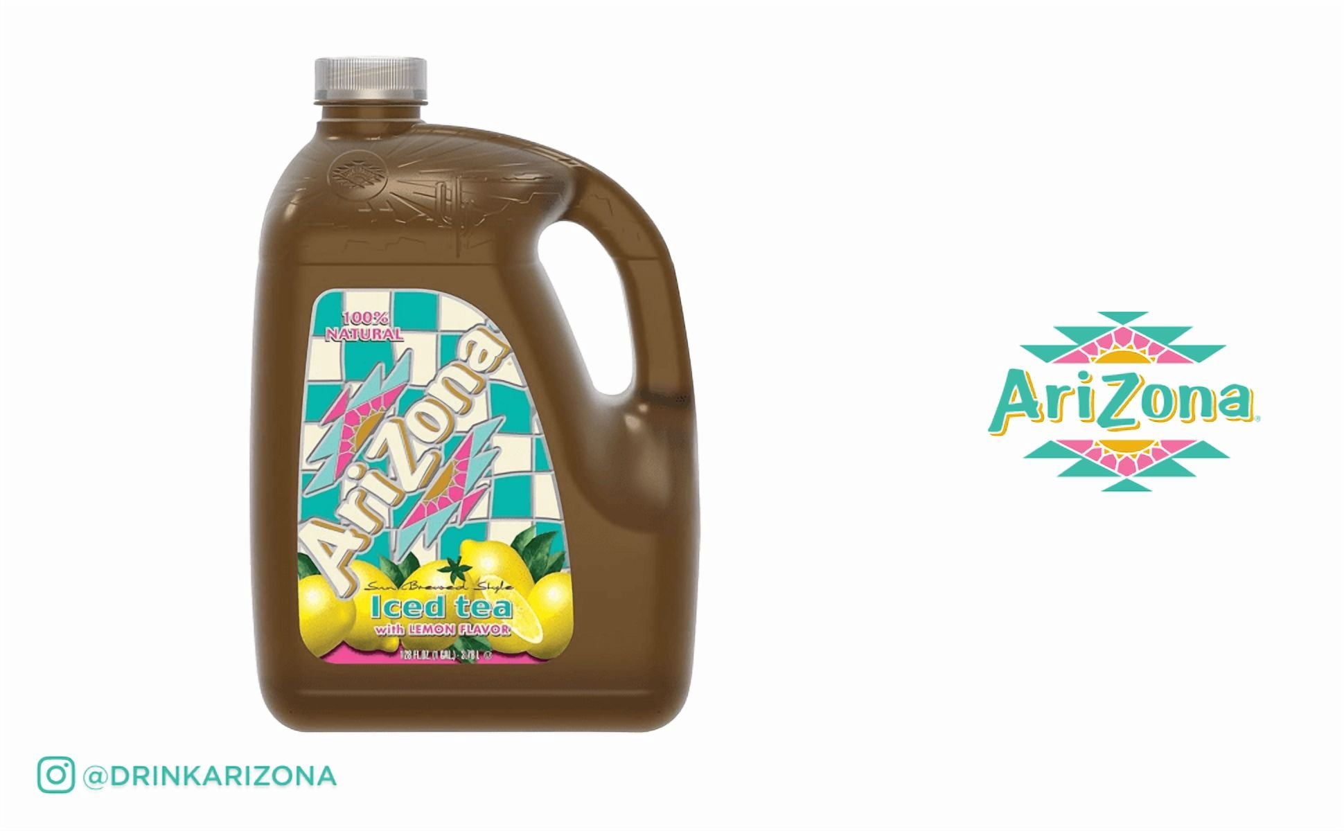 (4 pack) AriZona Iced Tea with Lemon Flavor, Caffeinated Black Tea Variety, 128 fl oz Gallon