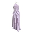 thumbnail image 6 of RongHuan Ruffle Dress for Women Elegant Halter Backless Chiffon Maxi Dresses Cocktail Party Formal Wedding Guest Slit Dresses, 6 of 8