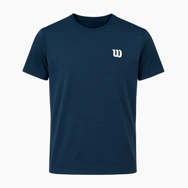 Playera Deportiva Wilson para Hombre Manga Corta Color Azul Marino Talla EG