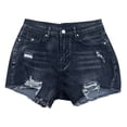 thumbnail image 5 of Jean Shorts Womens 2026 Summer High Waist Washed Blue Ripped Distressed Frayed Hem Denim Shorts, 5 of 6