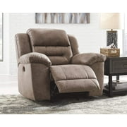 Ashley Furniture Stoneland Power Rocker Recliner, Faux Leather, Adjustable Position, Chocolate