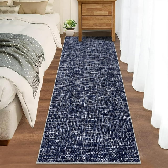 Runner Rug 2x6 Machine Washable Rug for Entryway Low Pile Kitchen Area Rug, Non Shedding Hallway Rugs, Non Slip Front Door Mat, Blue Tones