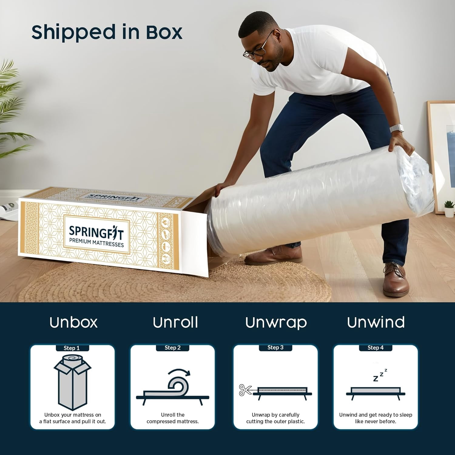 Springfit Hybrid King Mattress, 10 Inch King Size Mattresses in a Box with Helical™ Pocket Coil for Pressure Relief, No Box Spring Need for Spring Hybrid Colchones with CertiPUR-US Certified