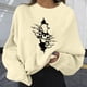 thumbnail image 2 of Moda mujer Casual impresión cuello redondo manga larga suelta camiseta otoño blusa pulóver Tops Pompotops FGAJ10501, 2 of 7