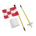thumbnail image 3 of Juego de banderas de golf con hoyos para mini putting green, suministros de práctica para jardín, portátiles, de 2 secciones, con rejilla blanca y roja desmontable., 3 of 14