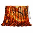 thumbnail image 2 of Autumn Fox Illustration autumn celebration, Festive Woodland Scene, Warm Flannel Blanket for Cabin and Lodge with Detailed Artwork, Wildlife Lovers Thanksgiving Gift, Celestial Home Decor, 2 of 9