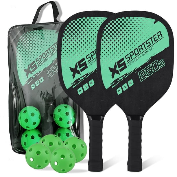 Conjunto de paletas Juego de paletas de madera de Pickleball de 2 con bolsa de paquete de 4 bolas