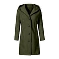 thumbnail image 6 of Husipze Women Winter Casual Single Breasted Hooded Jacket Pea Coat Long Wool Blend Coat Jacket Trench Coat Overcoat Army Green L, 6 of 7