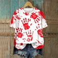 thumbnail image 5 of YDFCWXW Women's Scary Print Cotton Tee - Halloween Party Crew Neck T-Shirt Red, XL, 5 of 6