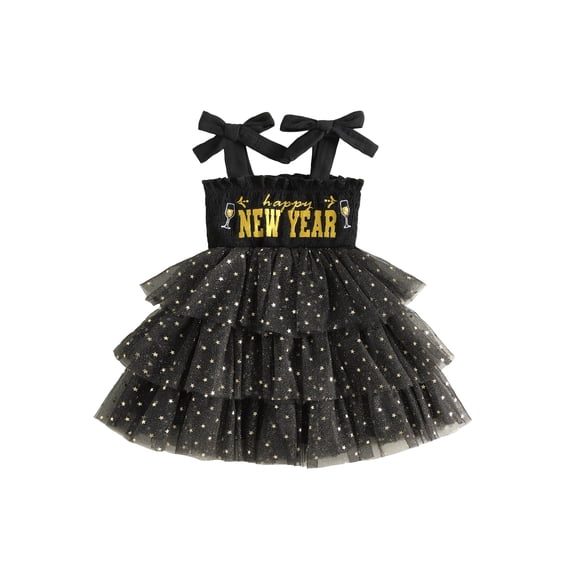 Loicainy Toddler Kids Girls Star Tulle Dress 6 12 18 24 Months 2T 3T 4T 5T Letter Embroidery Sleeveless New Years Dresses