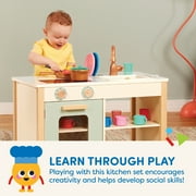 Battat Two n One Wooden Kitchen Café with Dishes and Chalkboard, Toddler and Preschool Toys