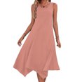 thumbnail image 2 of DDAPJ pyju Slip Dress for Women Summer Sleeveless Midi Dress Asymmetrical Hem Flowy Dresses U Neck Loose Casual Tank Dress Birthday Gifts Pink XL, 2 of 7