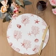 thumbnail image 3 of Ocean Red Coral Round 15 Inch Placemats Set of 4, Summer Coastal Starfish Conch Nautical HeatResistant Non Slip Place Mats for Dining Table, Wipeable Braided Kitchen Table Mats for Housewarming, 3 of 9
