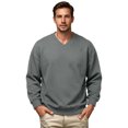 thumbnail image 6 of Men's Sweatshirts Stylish Long Sleeve V-Neck Sweat Shirt Fall Winter Casual Ribbed Cuffs Pure Color Tops for Daily Wear Light Gray 2XL, 6 of 7