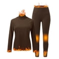 thumbnail image 4 of Tweang Long Johns with Fleece Lined Thermal Underwear for Women Set Thermals for Women Warm Sleeping Long Johns Womens Base Layer Cold Weather Under Clothes Coffee XL-8XL, 4 of 5