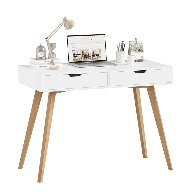 Homfa White Desk with Drawers, Makeup Table for Girls photo 8
