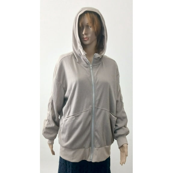 Women’s Hoodie Beige Taupe Full Zip Size XL