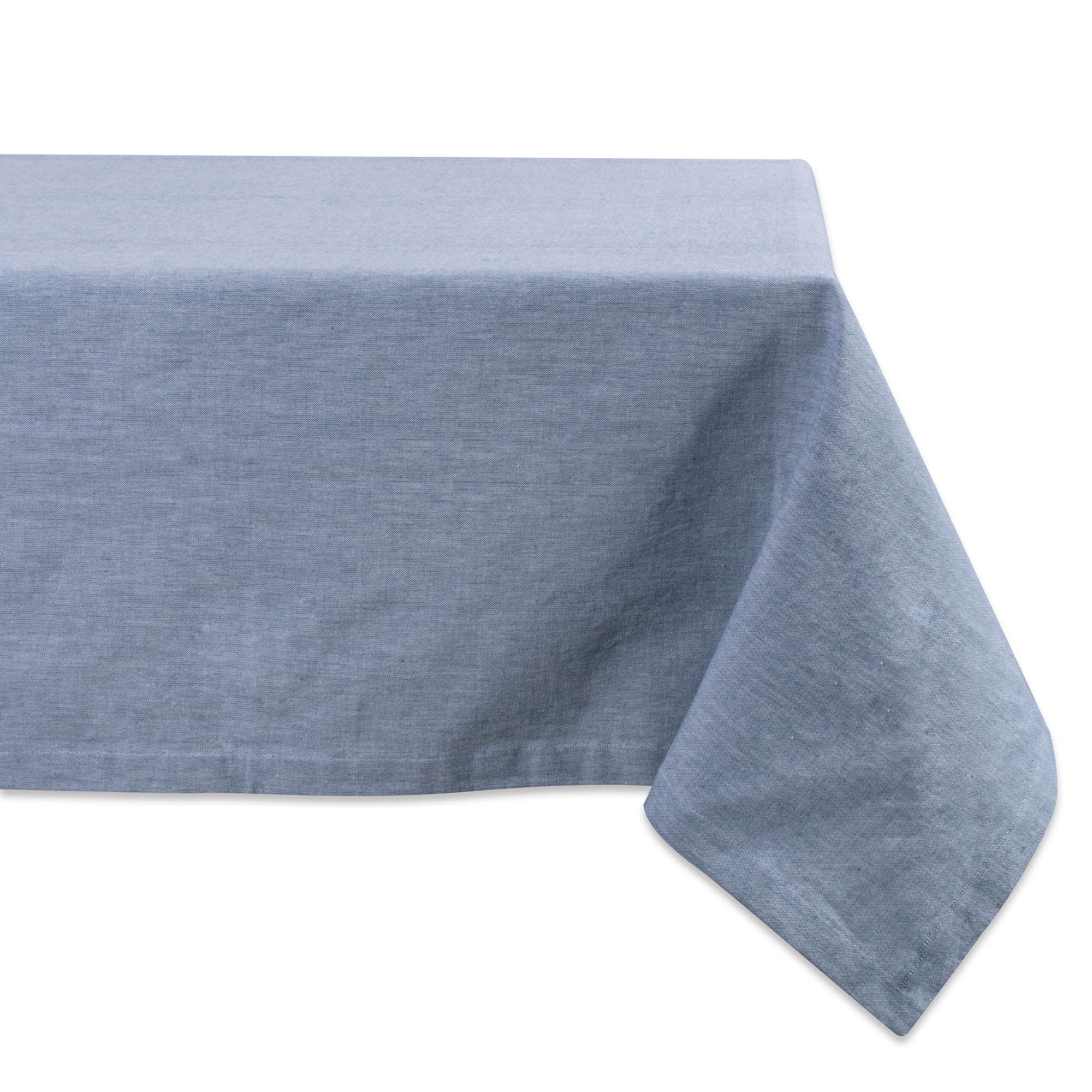 DII Blue Solid Chambray Tablecloth, 60x84", 100 Cotton