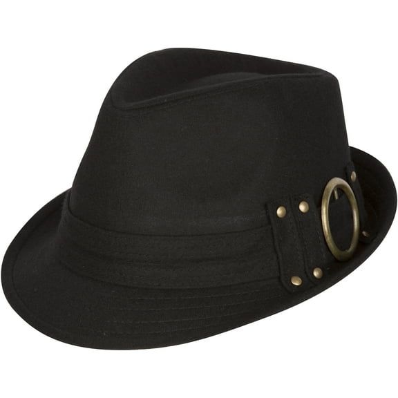 Sakkas Sammy Structured Wool Fedora Hat - Black - One Size
