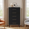thumbnail image 2 of Noelse 2 Piece Bedroom Furniture Set, 6 Drawer Dresser & 5 Drawer Tall Dresser with Storage, Wood Organizer with Metal Handles, Black, 2 of 9