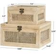 thumbnail image 3 of DecMode Light Brown Wood Decorative Box with Rattan Panels and Glass Tops, 2 Count, 3 of 12
