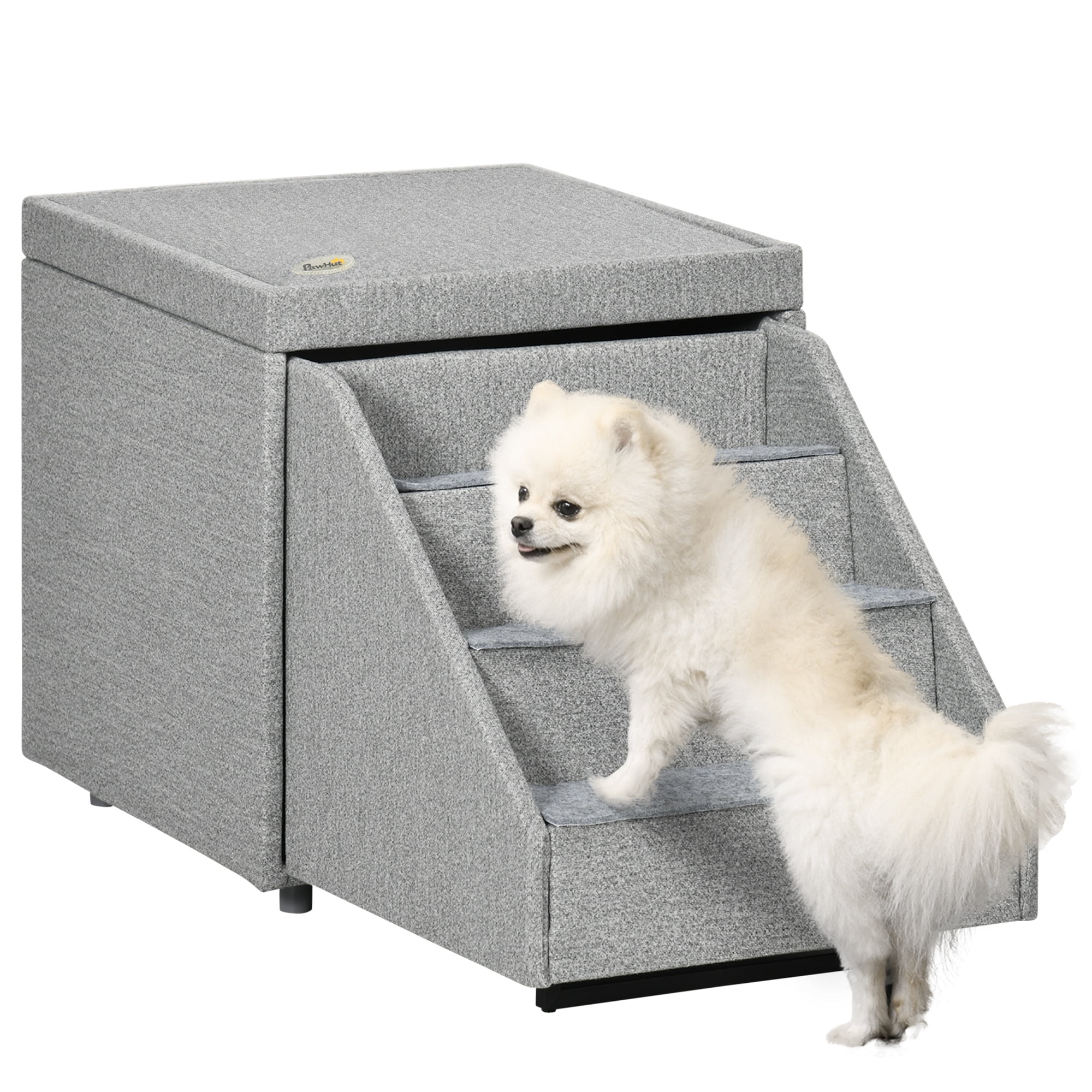 Pawhut 2 in 1 Dog Stairs Ottoman 4 Tier Pet Steps for Small and Medium Dogs D06 171V00LG