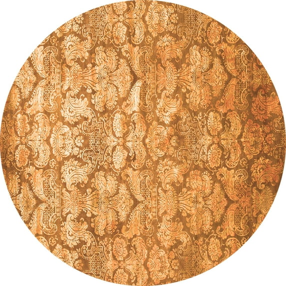 Ahgly Company Indoor Round Abstract Orange Contemporary Area Rugs, 3' Round