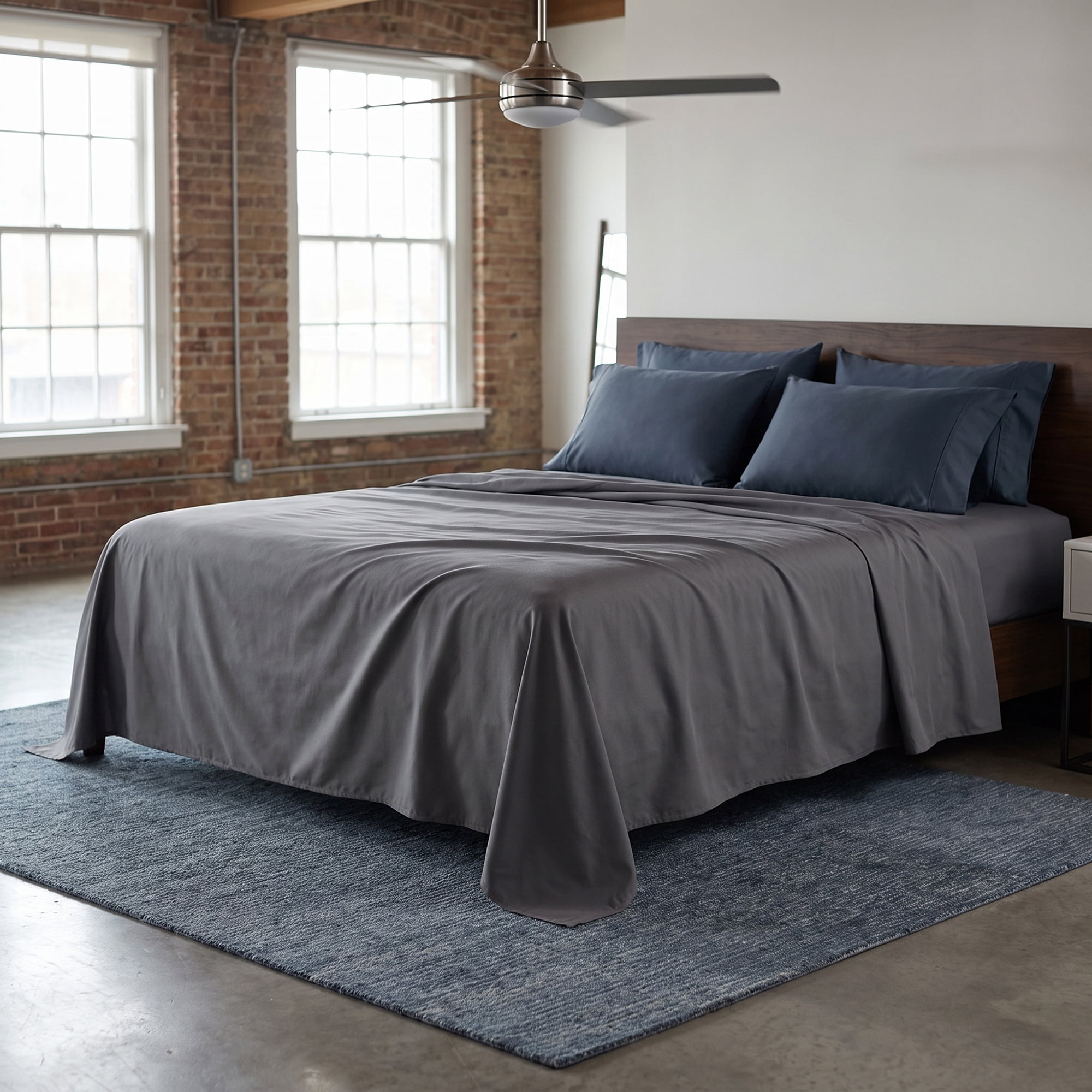 Unique Bargains Microfiber Bed Breathable Flat Sheet Bedding Light Gray 96"x106"