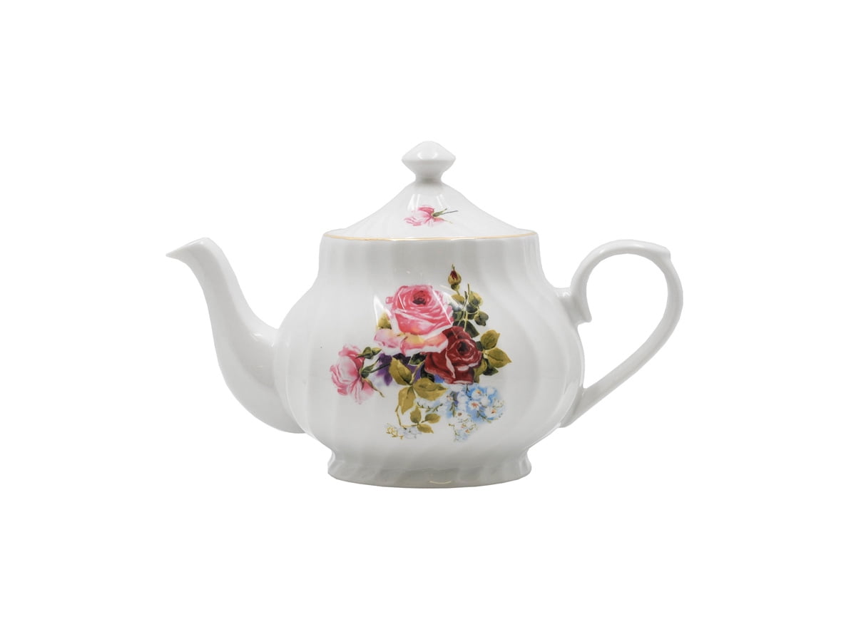 Vintage Style Chic Antique Pink Rose Fine China Teapot Gift Boxed Wedding Home 