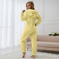 thumbnail image 6 of Womens Onesies Pajamas Warm Sherpa Romper Sleepwear One Piece Loungewear with Bear Ear (Yellow XL), 6 of 8