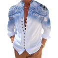thumbnail image 2 of Men Casual Vintage Print Loose Long Sleeve Button Down Tops Blouse Dress Shirt, 2 of 8